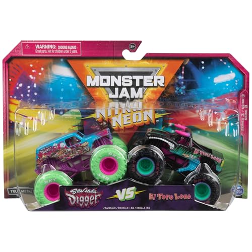 Monster Jam, Official Nitro Neon, Son-uva Digger Vs. El Toro Loco, 1:64 Scale Die-Cast Monster...