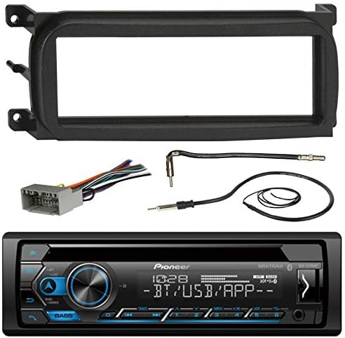 Pioneer DEH-S4200BT Bluetooth CD Stereo Audio Receiver - Bundle w/Metra Dash Kit for 1998-Up Chrysler/Dodge/Jeep Vehicles + Antenna Adapter Cable + Radio Wiring Harness + Antenna