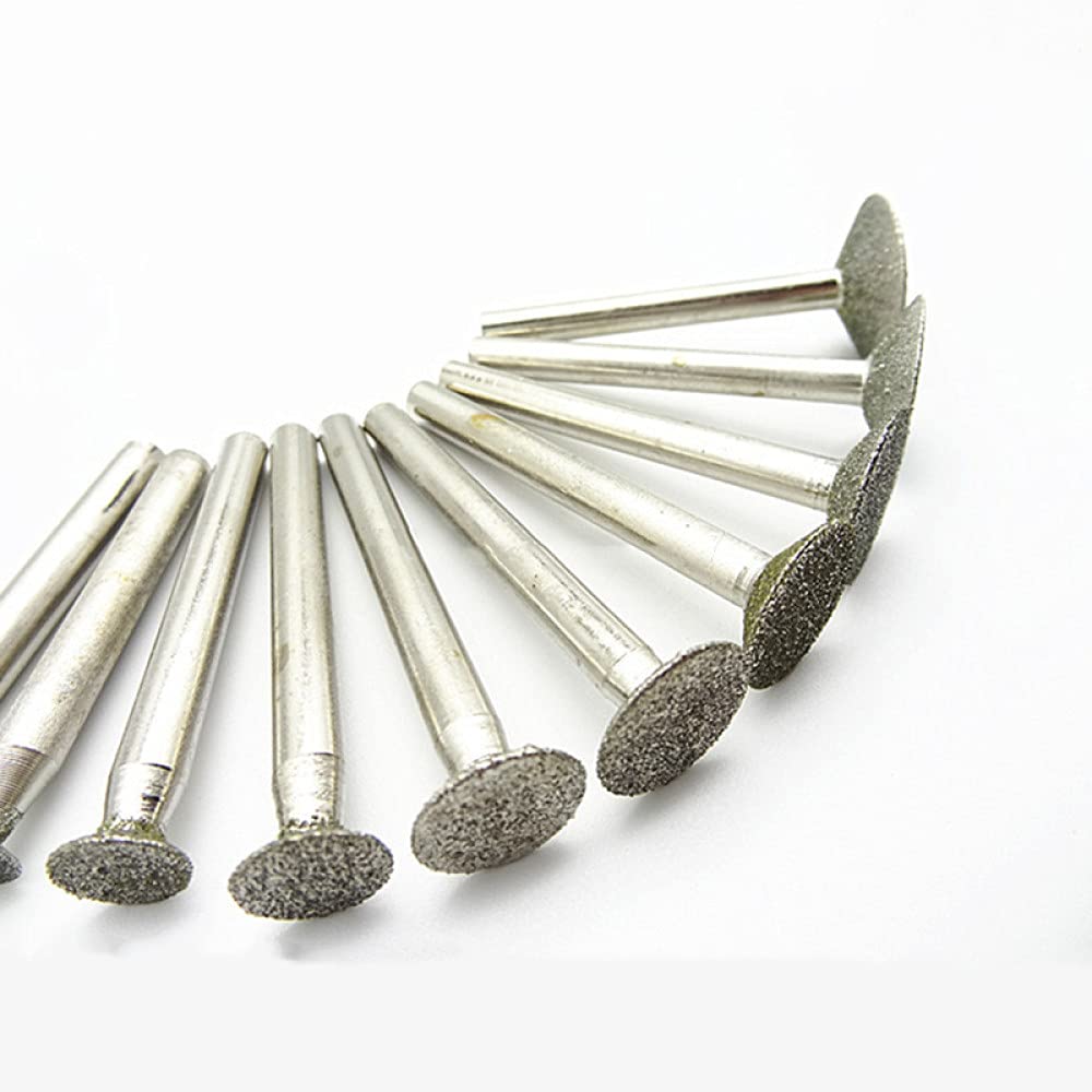 10 pezzi 6 mm gambo diamante rettifica testa lucidatura abrasiva punta per unghie pietra giada taglio di metalli intaglio trapano frese strumento agata smeraldo, 18 mm