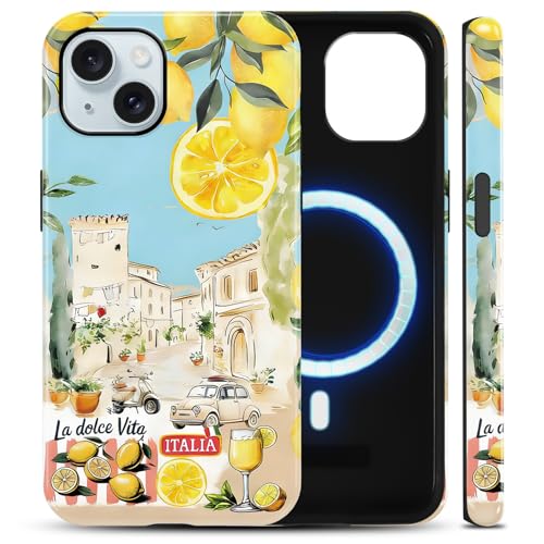 Coque iPhone 15 citron italien MagSafe en TPU antichoc