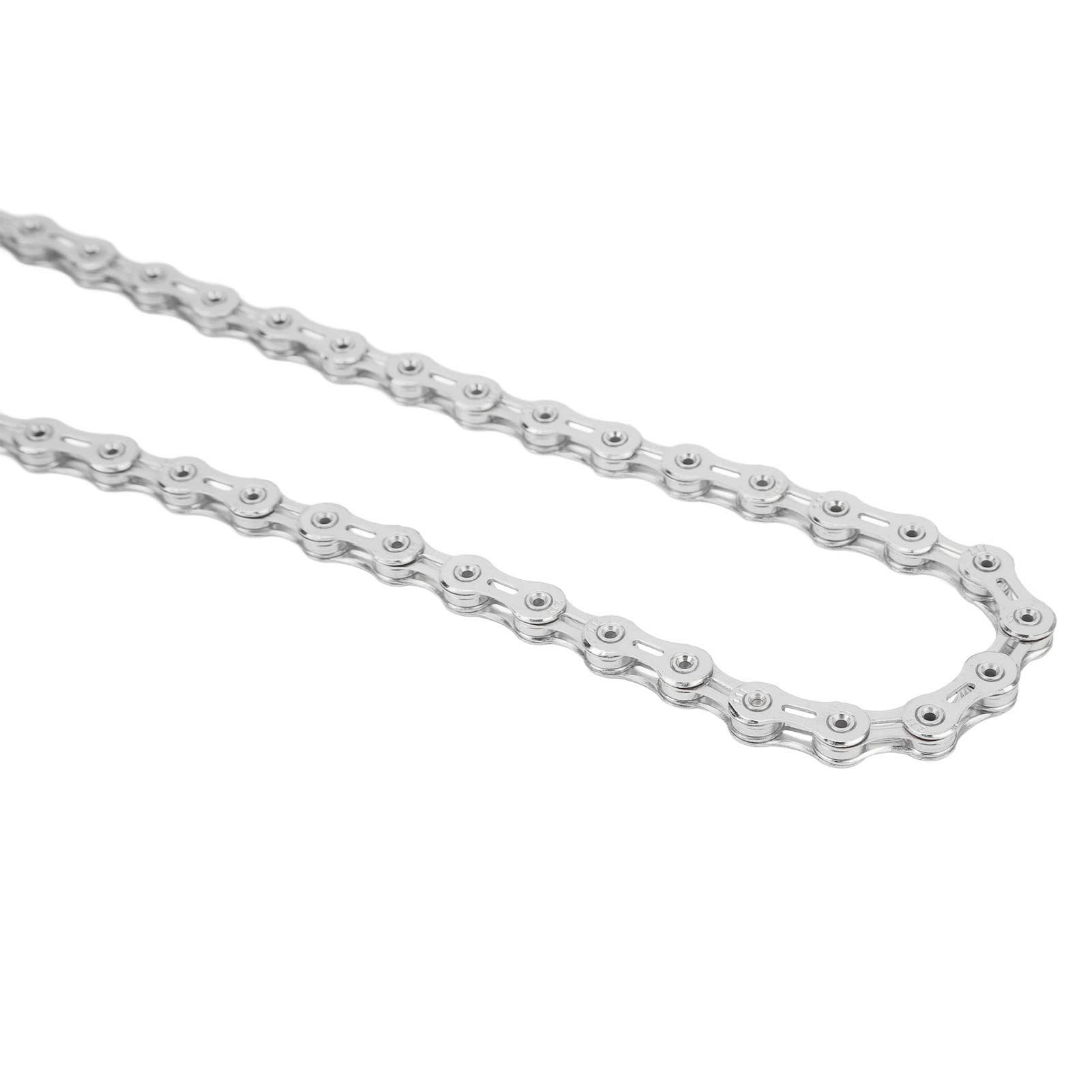 Cadena de bicicleta de acero de aleación hueca profesional para bicicleta de carretera de montaña de 11 velocidades (Silver)