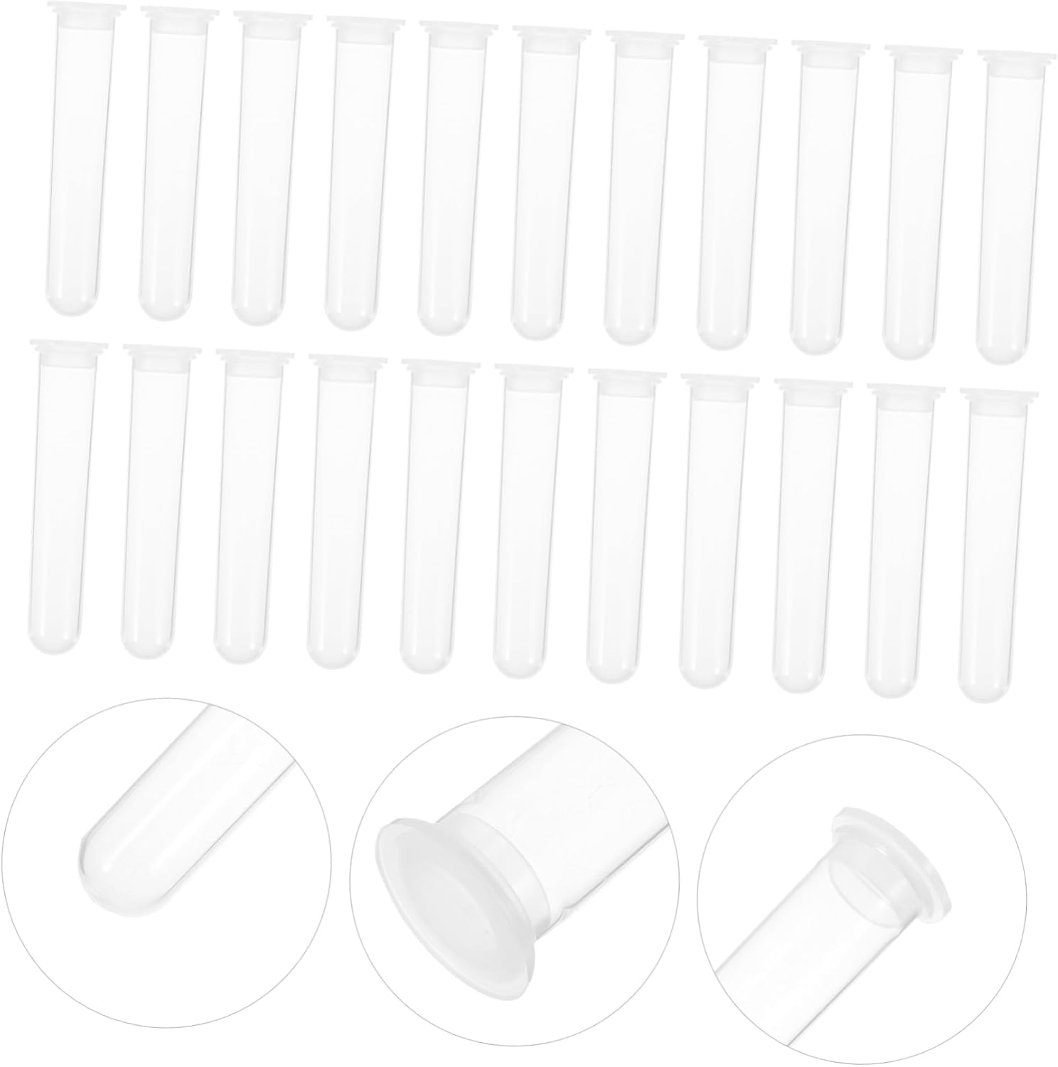 Cabilock 100pcs Round Bottom Tubes Caps Laboratory Plastic Test Tube for Tabletop