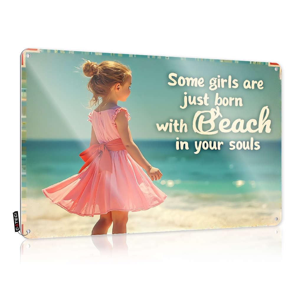 Fzfn Women's Colour Vintage Poster Teens Ready To Hang - Some Girls Are Just Born With Beach In Your Souls. Accessories For Game Room(30X40cm)