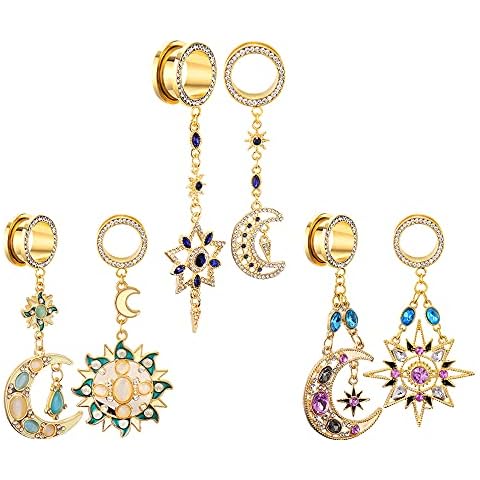TBOSEN Gold Dangle Charms Ear Tunnels Cover