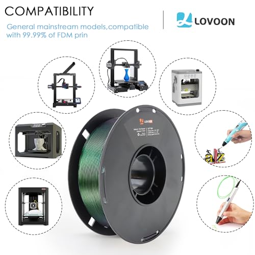 Image of LOVOON 3D Printing PLA Filament 1.75mm Sparkle Glitter, Burnt Titanium 3D Printer Filament, Sparkle in Sunlight Filament, Subtle Glitter Under the Light, Galaxy Green, 1KG(2.2lbs) /Spool