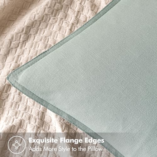 Image of MIULEE Decorative Linen Pillow Covers 18x18 Inch Aqua Green Boho Farmhouse Neutral Spring Couch Throw Pillows for Bed Pack of 2 Accent Modern Pillowcase Summer Sofa Livingroom Home Decor