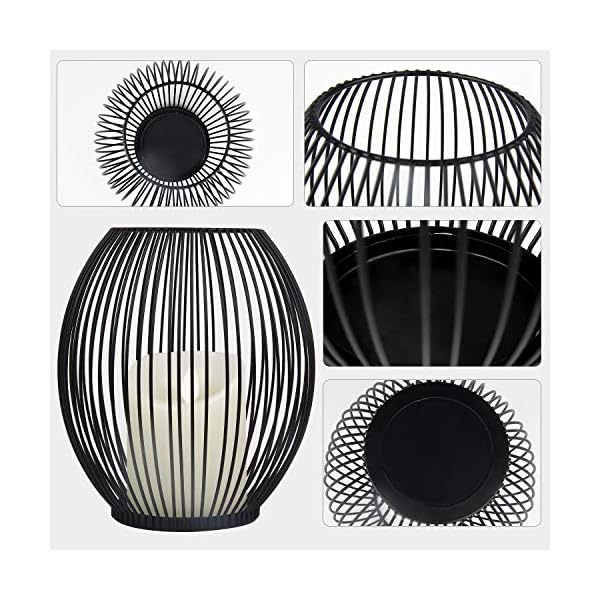 Kerzenständer Schwarz Oval 2er Set, 14 * 17/16 * 19cm, Vernetzartig aus Eisen, Kreativ Vintage Kerzen Ständer für… – Bild 7