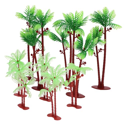 VILLCASE 10個 ミニチュアヤシ木 耐久性のある人工観葉植物モデル ケーキ飾りやジオラマ用ココナッツツリー 多用途なマイクロ景観装飾オブジ