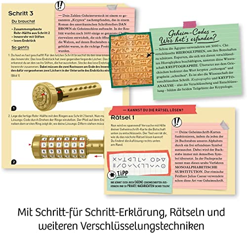 Kosmos 658076 Geheim-Codes, Baue EIN eigenes Zahlen-Geheimversteck, Codes knacken, Nachrichten und Geheimnisse verschlüsseln, Experimentierset für Kinder ab 8-11 Jahre, Kryptex Mitbringsel Geschenke