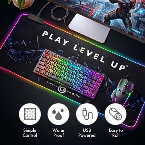 Image of Circle Rapid X1 RGB Gaming Mousepad - Large 80x30cm Extended Mousepad | 7 LED Modes, Non-Slip Rubber Base, Waterproof, 4mm Thick