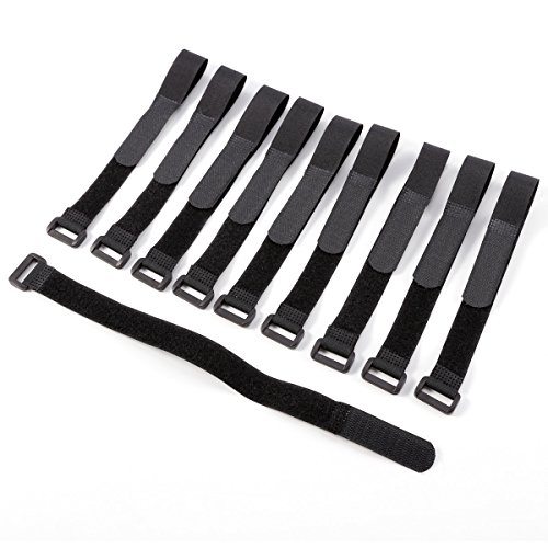 Preisvergleich Produktbild 10 Stück 300mmx20mm Wiedervervendbare Klettkabelbinder Kabel-Klettband Kabelbinder Kabelklett Klettbinder Klettverschluss Schwarz