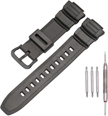 Resin Watchband Compatible with Casio Mens MCW100H WS220 Replacement Strap Orange Black MCW100H-4AV Bracelet