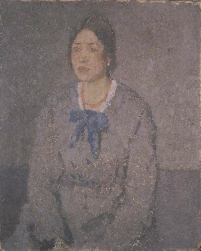 Poster Gwen John Femme avec un collier de corail pour une touche d'émotion poétique