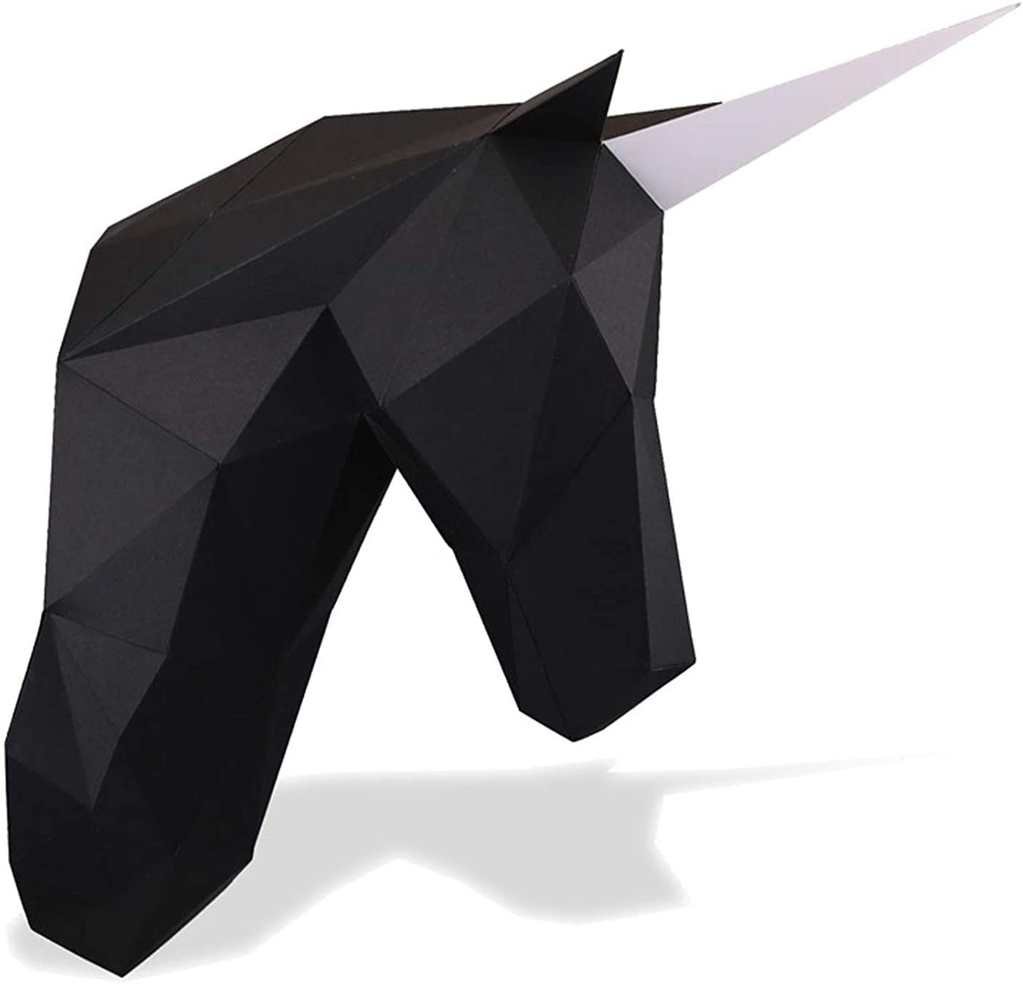 DIY 3D Unicorn Head Animal PaperCraft Building Kit Wall Mount - NO Scissors Needed