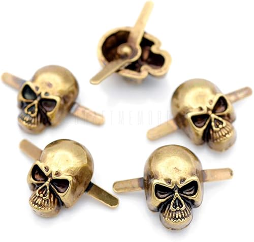 Miniatura 6 de CRAFTMEMORE Paquete de 10 adornos de cuero con forma de calavera y forma gótica, forma de hueso, diseño de fantasma, para manualidades (mediano,