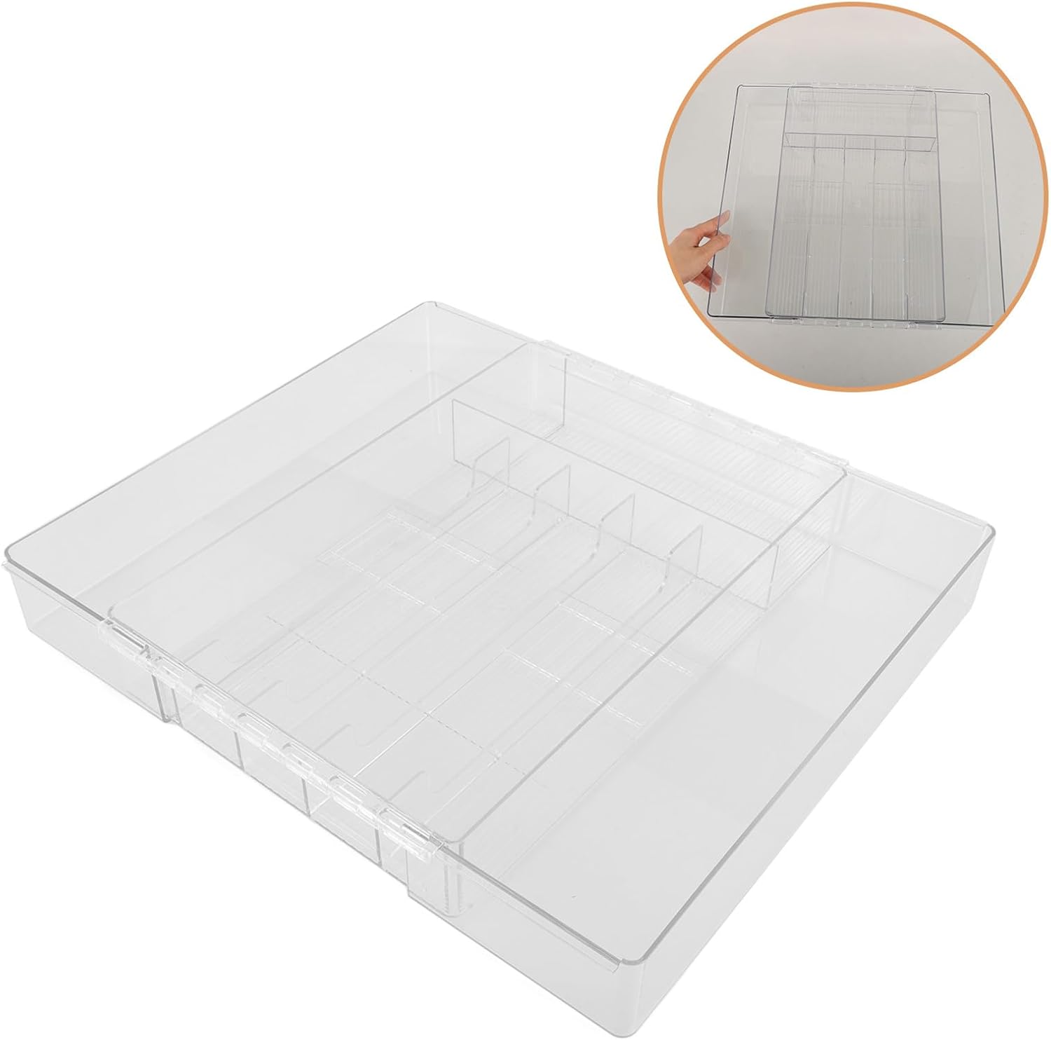 Expandable Kitchen Silverware Organizer Tray, Medium Adjustable Cutlery Holder for Drawer Storage and Kitchen Flatware Organization