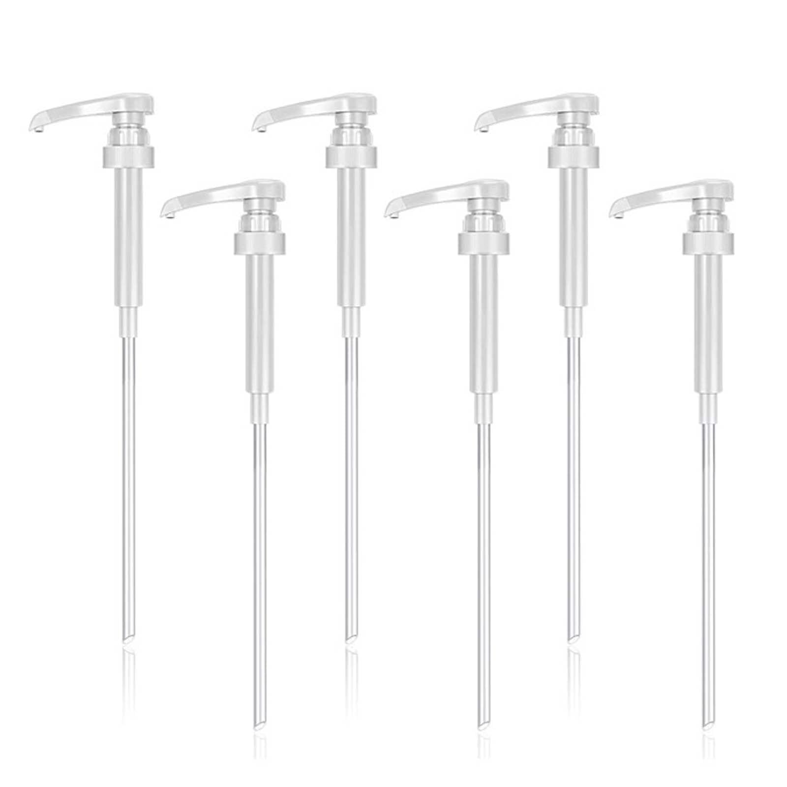 6 Pezzi Dispenser a Pompa per Sciroppo, Dispenser Di Sciroppo Per Drink Succhi, Dispenser per Sciroppi, per Bottiglie da 500 ml a 1000 ml, Viene Fornito con Tubi Lunghi (Bianco)