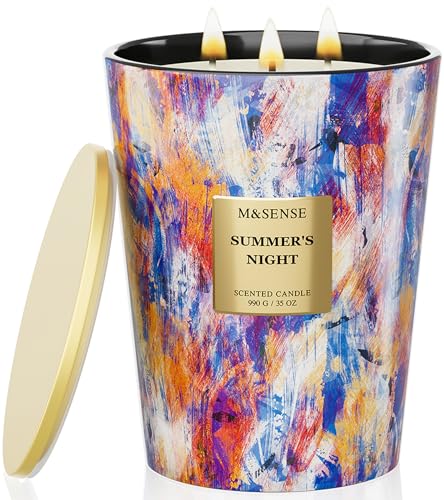 M&SENSE Summer Night Scented Soy Candle 3-Wick 35oz