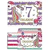 Junaversum Lot de 12 cartes d’invitation avec 12 enveloppes pour 7e anniversaire d’enfant fille Licorne
