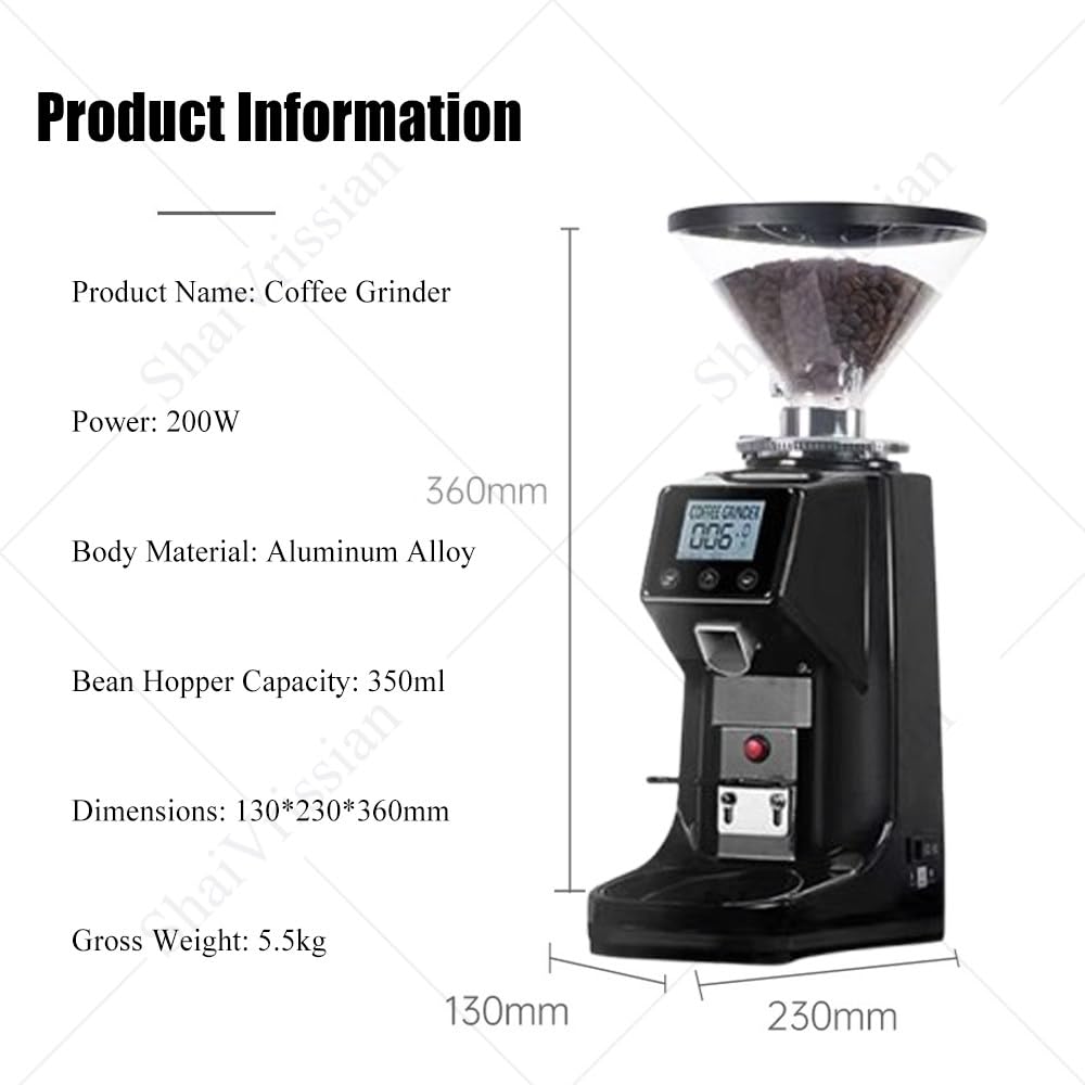 Molinillo De Café Eléctrico con Pantalla Táctil Black-250g | 19 Niveles De Molienda,Muela Plana 60mm,Control Lcd,Dosificación Precisa,Bajo Ruido,Espresso,Café Filtrado,Uso Doméstico