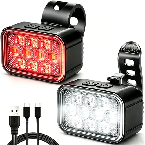 Victoper 10 LED Bike Light, 8+9 Modes USB Rechargeable Bicycle