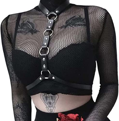 HONGMEI Frauen Körperschmuck Punk Taillengürtel Verstellbarer Schwarzer PU Lederriemen Gürtel Maskerade Kostüme 02 Cover
