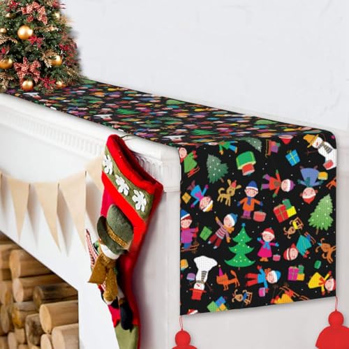 Chemin de table antidérapant chiens chats 35x152 cm avec pompons