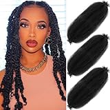Afro Twist Hair 18 Inch 3 Packs, Springy Afro Twist Hair Pre Fluffed Spring Twist Hair Pre Separated Wrapping Hair for Soft Locs Hair Extensions (18 Inch (Pack of 3), 1B#)