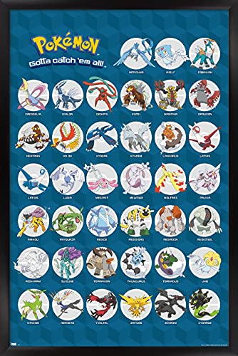 Trends International Pokémon - Legendary Wall Poster, 14.725' x 22.375', Black Framed...