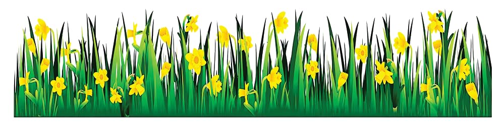 Akki Wold Green Grass with Yellow Flower Wall Sticker for Living Room, Bedroom, Kids Room, (Size - 140 Cm X 40 Cm)