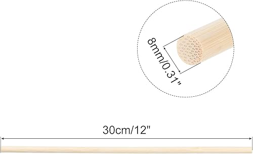 Miniatura 9 de MECCANIXITY Varillas de madera de 11.8 in, 12 varillas redondas de madera, palo de bambú de 0.23 pulgadas para manualidades, accesorios de cabina de