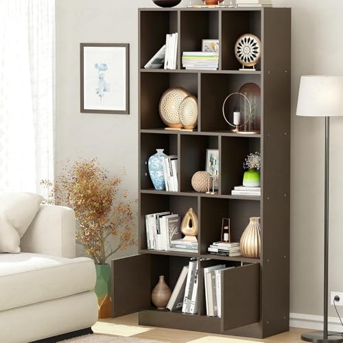 Image of Lukzer Bookshelf & Storage Organizer with Push Latch Doors Cabinet | Modern Engineered Wood Multipurpose Bookcase Display Rack for Home & Office | DIY Assembly (MR-033 /Wenge /157x80x30 cm)