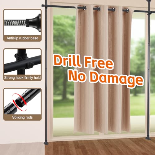 Room Divider,No Drilling Partition Room Dividers Wall,48-120inch(H) 28-70inch(W) Heavy Duty Floor to Ceiling Wall Divider for Room Separation,Matte Black Adjustable Room Separator for Space Partition