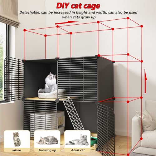Cage d'intérieur pour chat spacieuse enclos lapins 75x39x73cm