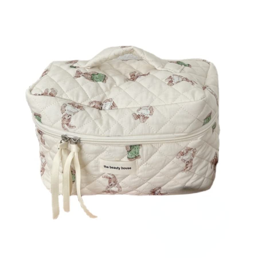 Bolsa de maquillaje Kawaii bonita bolsa de cosméticos de felpa japonesa, bolsa de aseo peluda peluda con patrones de conejito de hadas con disponible en Yaxa Peru