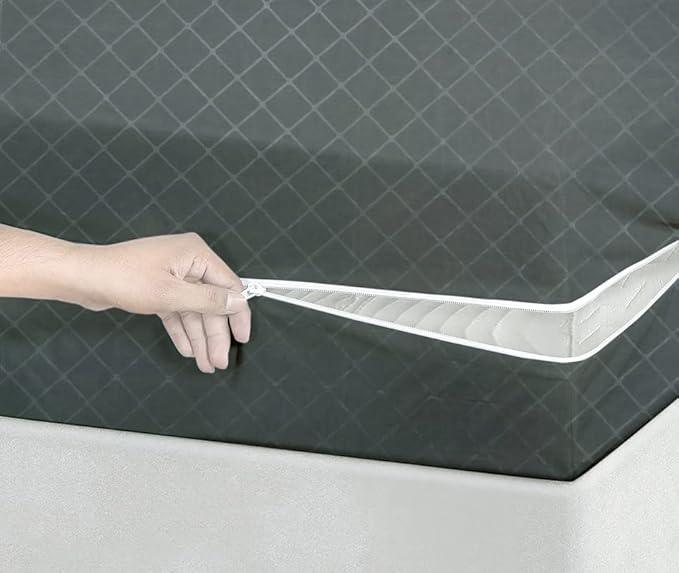 BSB HOME® Premium Cotton Mattress Cover/Protector with Zipper Chain| Available in Provides All Around Protection with 360° Encasing |72"x48" (6x4 ft) - Pack of 1 - Grey