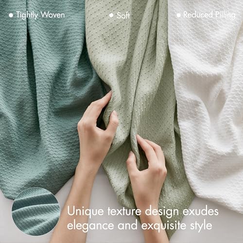 Image of Madison Park 100% Egyptian Cotton Twin Size Bed Blanket for Summer Teal | Cozy Soft Breathable Durable, Waffle Weave Woven Casual, Lightweight Knit All Season Throw for Bed Couch or Sofa, OEKO TEX