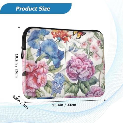Funda para portátil de 13-14 pulgadas con diseño de flores y mariposas miniatura 3