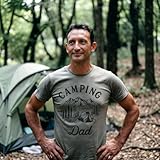 Crazy Dog T-Shirts Mens Camping Dad T-Shirt - Mountain Tent Graphic Tee for Campground Weekends and Outdoor Trips Grey XXL