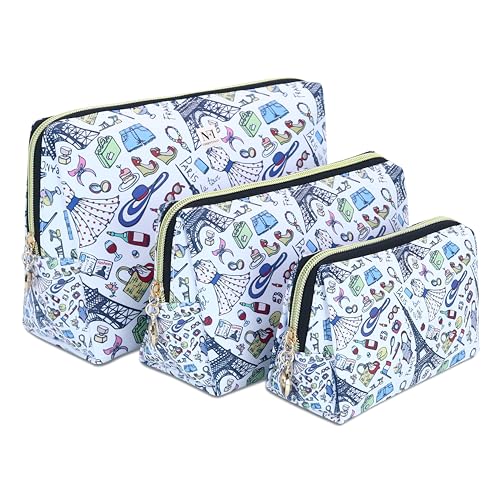 Image of NFI essentials Makeup Pouch Set of 3 Piece, Stylish Pouches for Makeup Accessories, Travel Pouch for Women, Cosmetic Pouch, Vanity Case, Jewellery Pouch, Toiletry Make up Bag