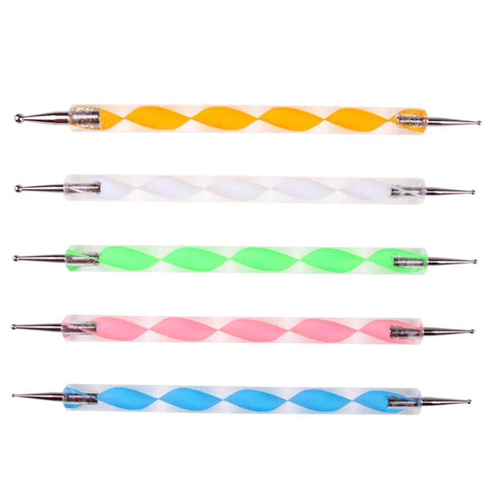 AmigozZ 5 pieces Nail Art Dotting Marbleizing Tool Pen for Nail Decoration Stamping (Multicolour)-image-41