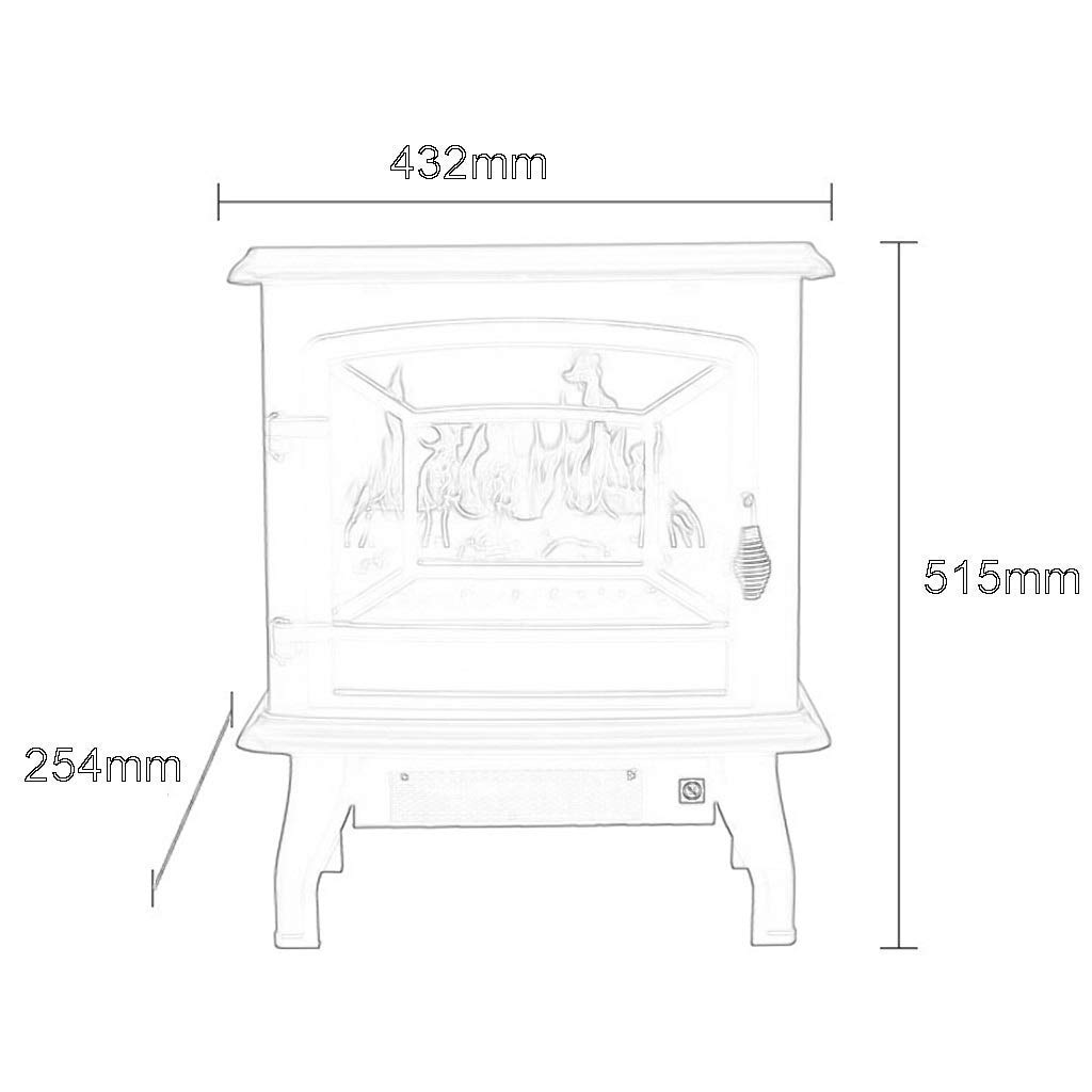 FAXIOAWA Stufa Camino Elettrico, Effetto Fiamma Portatile Indipendente per Soggiorno Camera da Letto Termostato Regolabile Silenzioso 432x254x515mm (B)