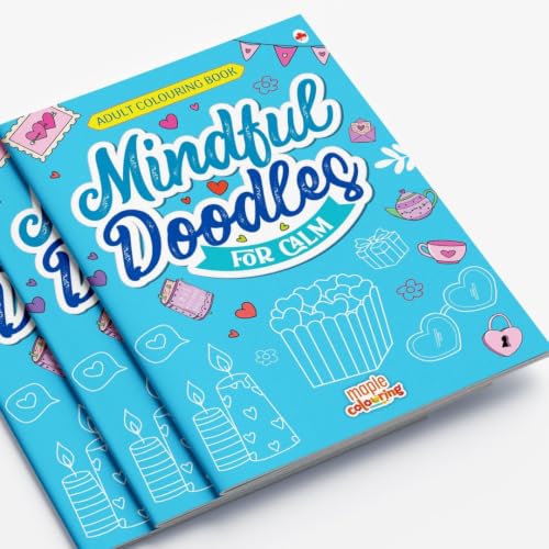 Image of Adult Colouring Book - Mindful Doodles for Calm - Colouring Activity Books for Adults - Creative Colouring Book to Reduce Stress