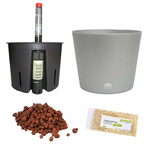 Set 5 teilig Hydro Set Blumentopf Flori Ø 16 Silber für Hydropflanzen