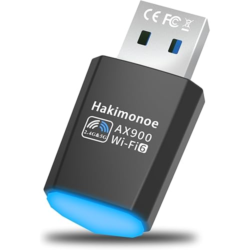 WiFi USB Adapter for PC Desktop, Latest Wi-Fi 6 AX900 Dual Band 600Mbps on 5G/286Mbps on 2.4G Wireless Network Dongle for Windows 11 10 7 Laptop Computer, Plug n Play w/Built-in Driver