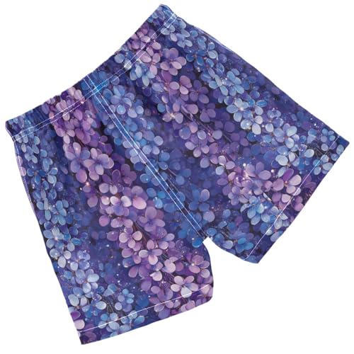 Pigsaly Boys Swim Trunks Blue Wisteria Purple Lavender Flower Boys Board Shorts Swimsuit Swimwear Summer Bathing Suit XS2