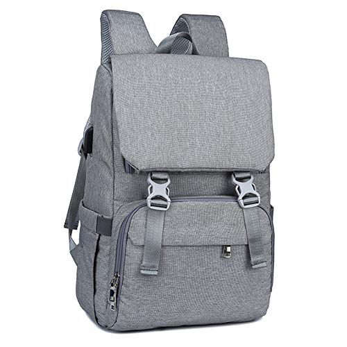 Diaper Bag Backpack, Multifunction Travel Back Pack Maternity Baby Nappy Bags with USB Charging Port and Stroller Straps, Large Capacity, Waterproof and Stylish,Gray