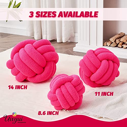 Image of Uvvyui Knot Pillow Ball, Soft Home Decorative Pillows, Round Throw Pillow, Handmade Knotted Plush Pillow, Round Boucle Pillow Cushion (11 Inches Hot Pink)