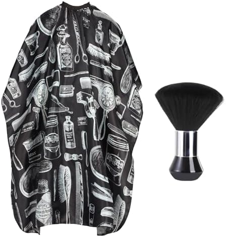 Professional Hair Cutting Cape with Neck Duster Brush, Large Size Salon Hairdresser Cape for Men, Women and Kids