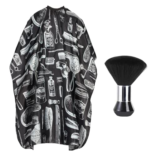 Professional Hair Cutting Cape with Neck Duster Brush, Large Size